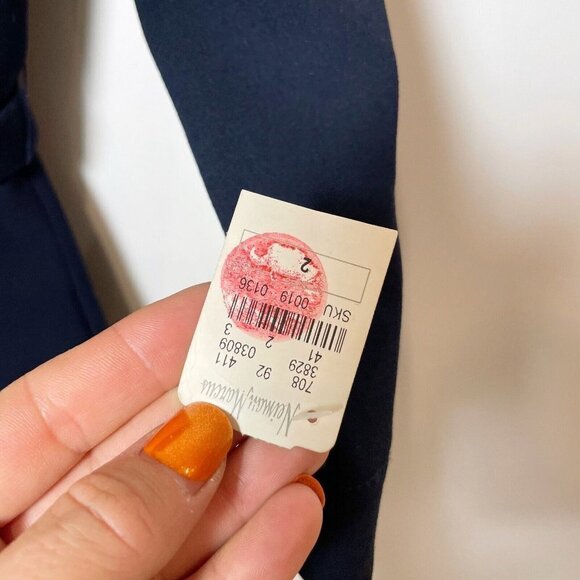 Rickie Freeman Teri Jon Women Vtg 3/4 Sleeve Lace Dress Blue 2 Wrap Belt Zip 90s - Picture 6 of 9